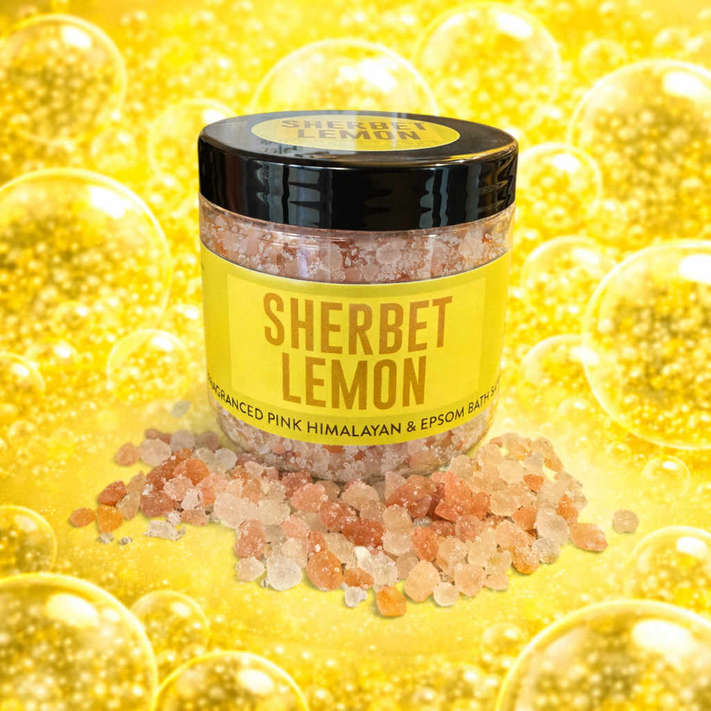 Sherbet Lemon Designer Fragranced Bath Salts - Pink Himalayan & Epsom Mix
